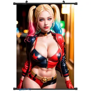 Anime HD Girl Poster Game Role Harleyquinn ART Picture Wall Scroll Decor S1775