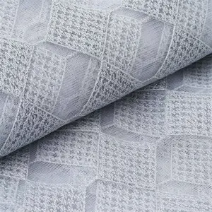 54"x4 Yards Silver White Buffalo Plaid Polyester Fabric Roll, Checkered Netting DIY Craft Fabric Bolt