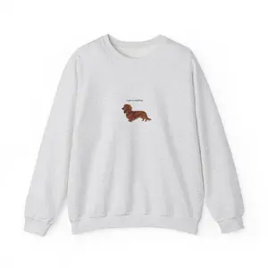 Red Long Hair Dachshund Crewneck Sweatshirt, Dog Mom Gift, Cozy Cotton Pullover for Women & Pet Lovers