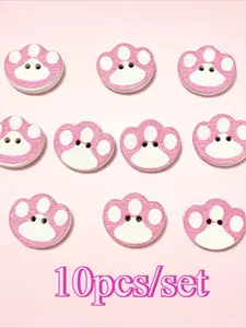 10pcs/set Cute Japanese Style Dog Paw Wood Buttons, Polka Dot Kids Sweater Sewing Decor, DIY Craft Supplies, Baby Clothes Accessories