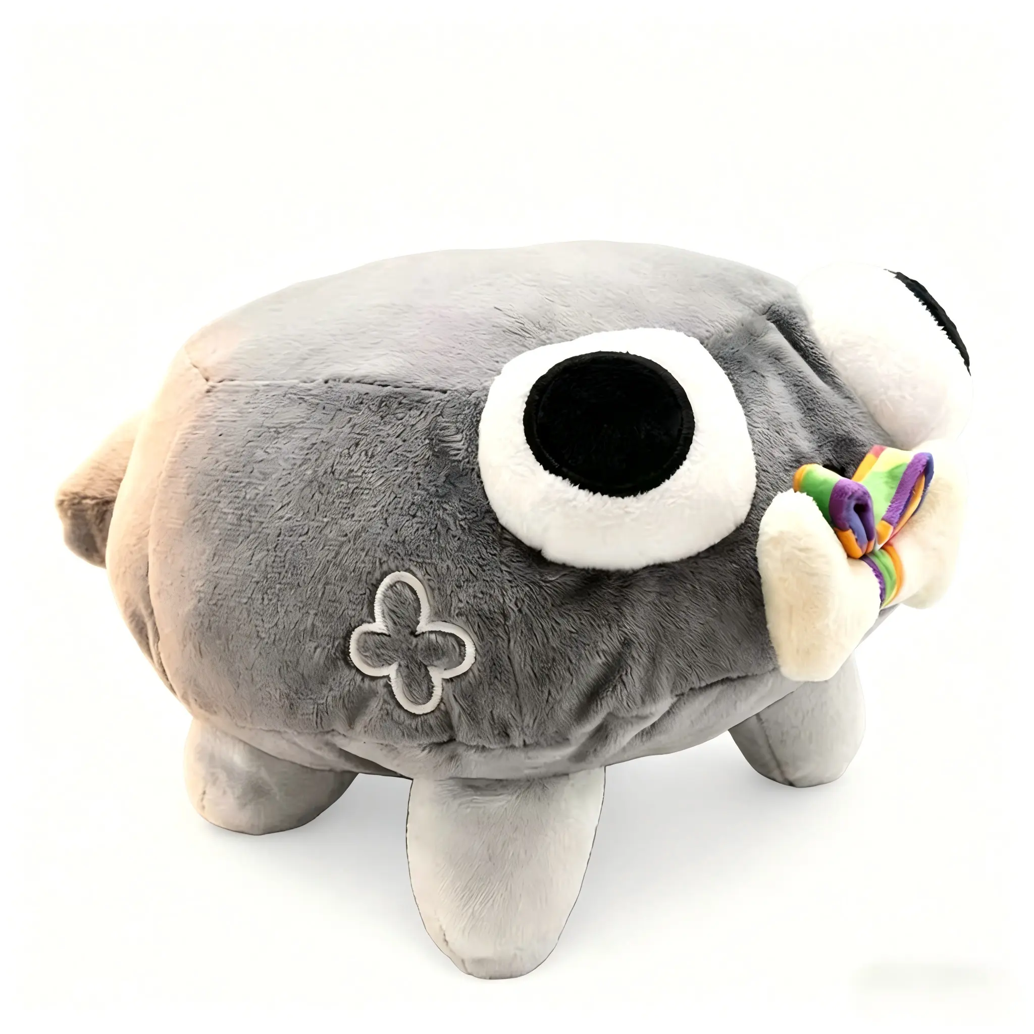Cute Gray Dog Plush Toy, Soft Stuffed Animal Pillow, Adorable Big Eyes Dog Plushie with Colorful Bow, Fluffy Squishy Plush Pillow for Kids & Adults, Cute Room Decor, Birthday Gift for Girls Boys