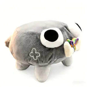 Cute Gray Dog Plush Toy, Soft Stuffed Animal Pillow, Adorable Big Eyes Dog Plushie with Colorful Bow, Fluffy Squishy Plush Pillow for Kids & Adults, Cute Room Decor, Birthday Gift for Girls Boys