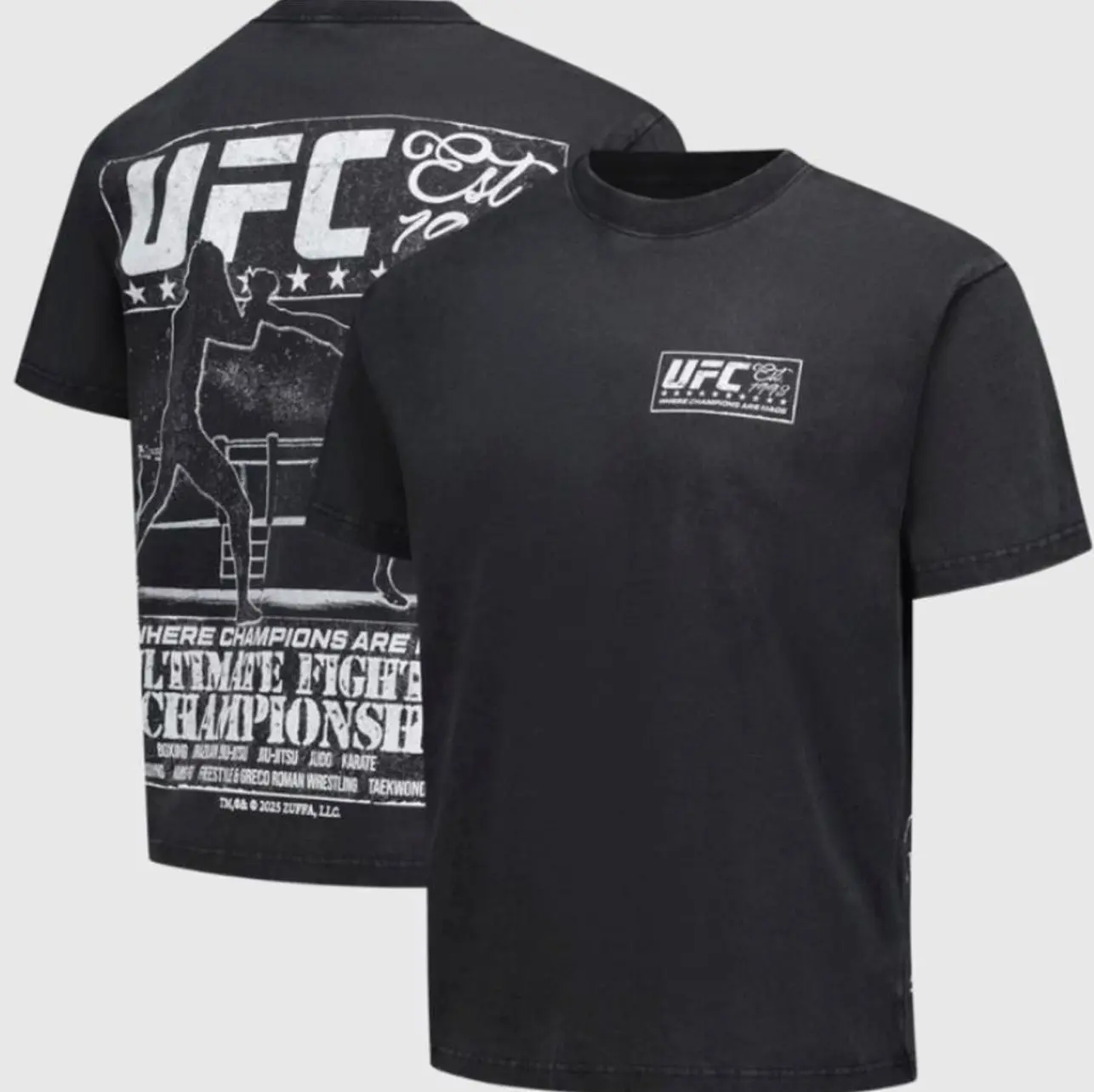 Mens Black UFC Merchandise Silo Fight Shirt, MMA Fan Graphic Tee, Ultimate Fighting Championship Fan Apparel, Sports Gift For Men 2KQJE