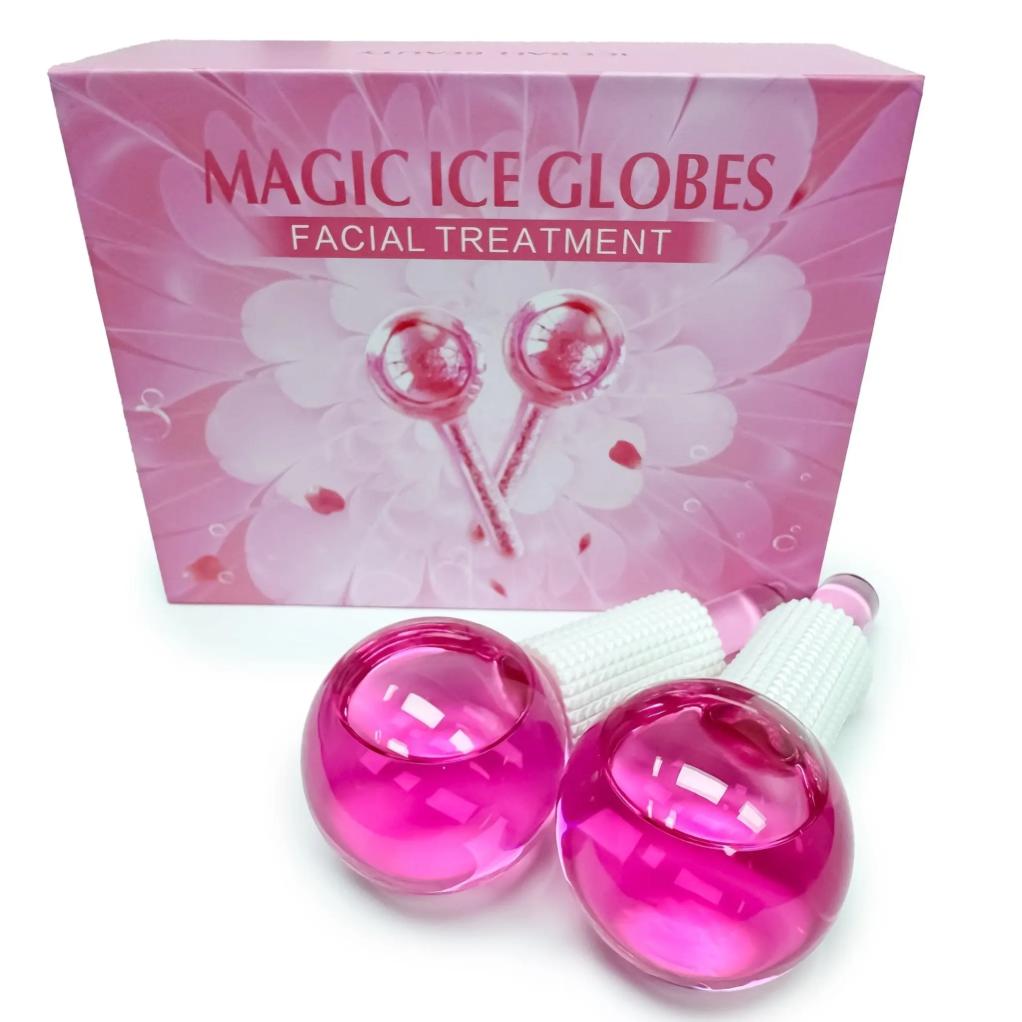 Cryotherapy Magic Ice Globes | Pink | 2 PC | Cold Face Ice Balls for Skin Care | Daily Beauty Routines | NUDE U