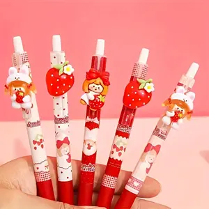 1pc, Strawberry Press Pen High-value Cartoon Patch Pen Tip Quick Dry Brush Question Pen Black Water Pen (Random Color), Cute Pens, Gift Pen