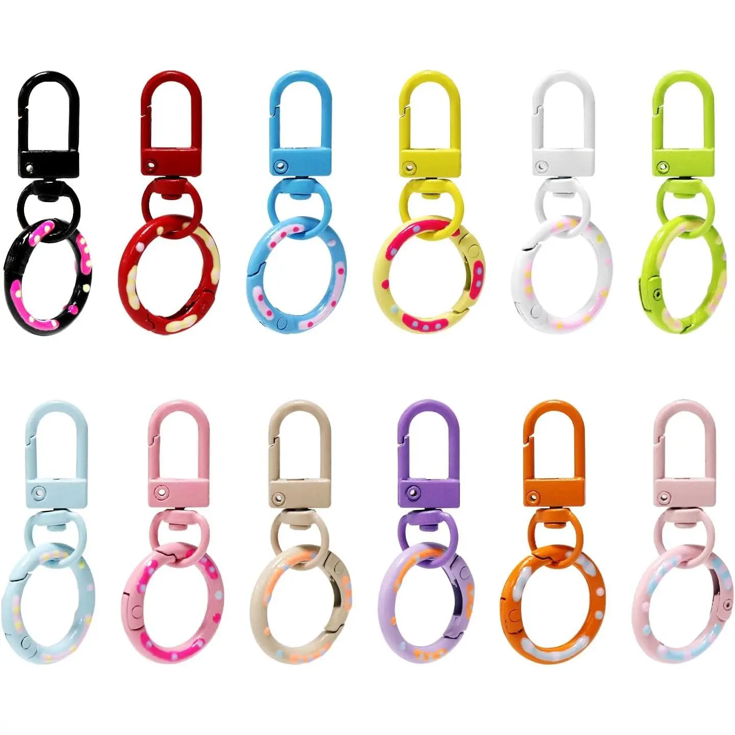 12Color Trigger Spring O Rings Round Lobster Claw Clasps, Cute Metal  Ring Round Carabiner Clips for Keyrings Buckle, Bags,Purses