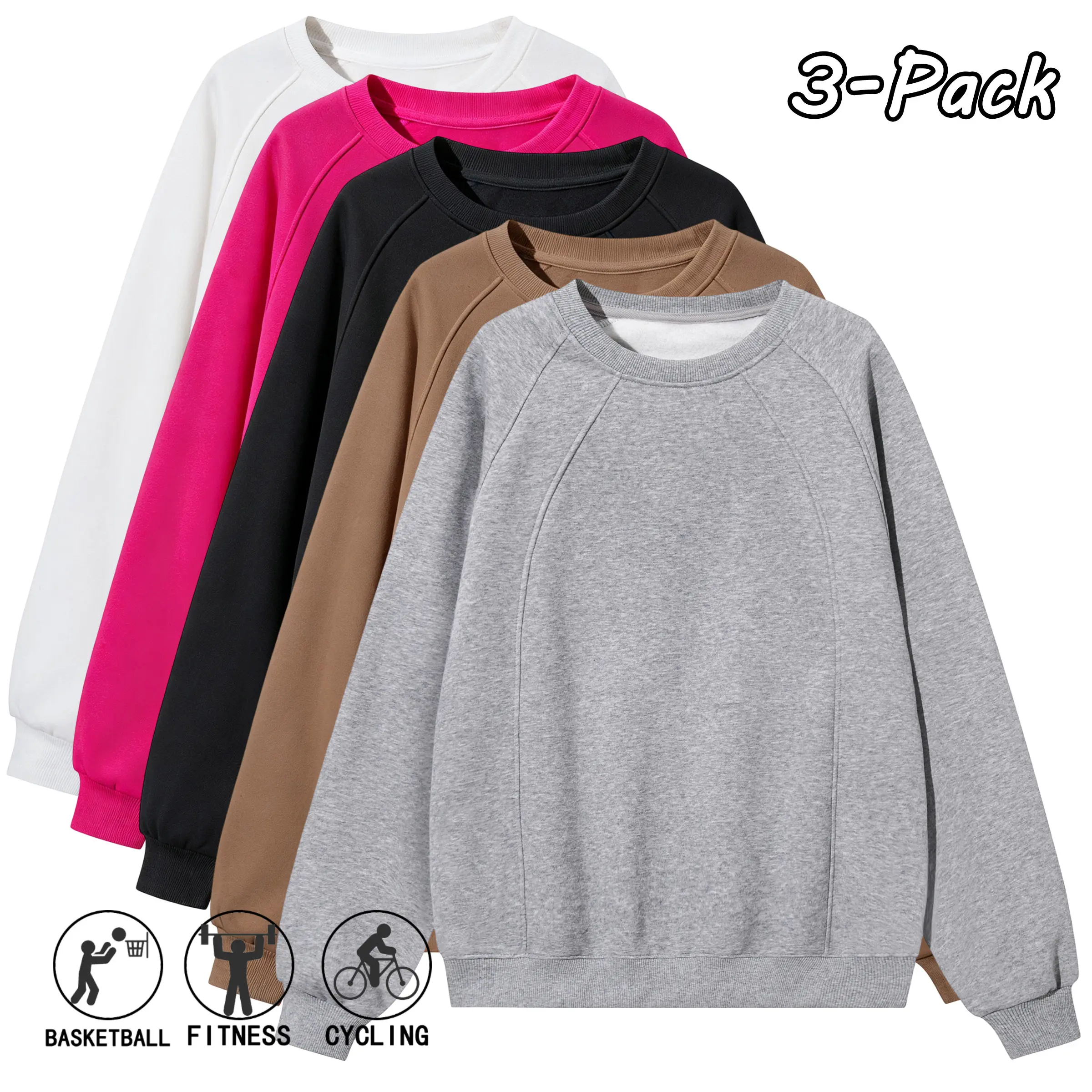 Men’s spring/autumn casual fashion sweatshirt, versatile solid color minimalist design, World Expo edition fleece crew neck long sleeves, couples’ matching top, unisex, suitable for outdoor sports, everyday wear, and street outings.