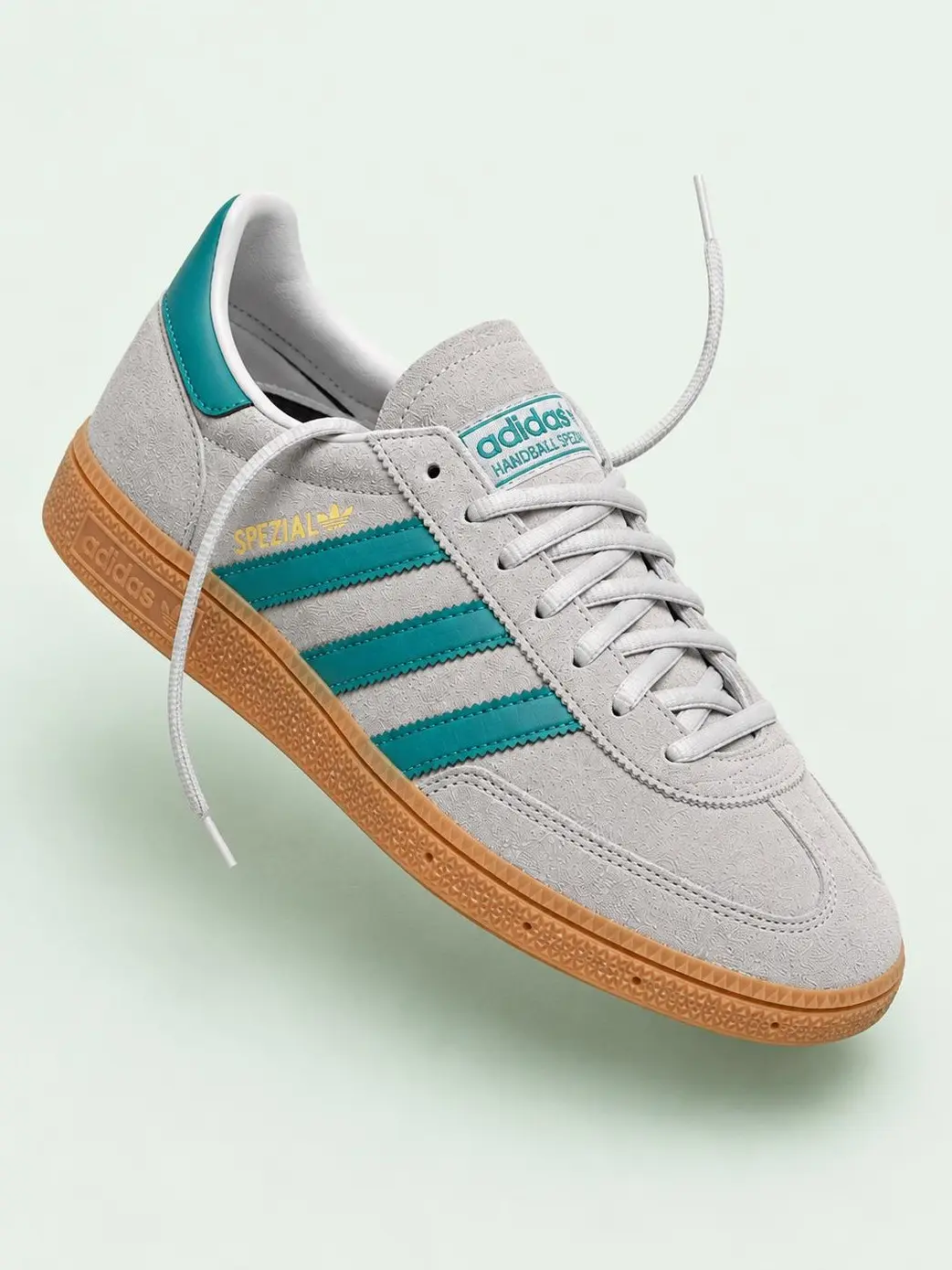 Adidas Handball Spezial Grey Pure Teal Gold Fashion Sneaker New