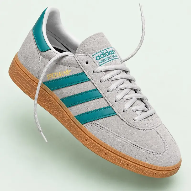 Adidas Handball Spezial Grey Pure Teal Gold Fashion Sneaker New