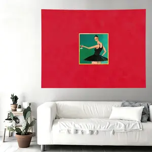 Adult Fans Mid-century Modern Black Flash Style Ballerina Drinking Red Background Wall Flag, Abstract Ballet Dancer Tapestry for Bedroom Living Room Home Decor Aesthetic