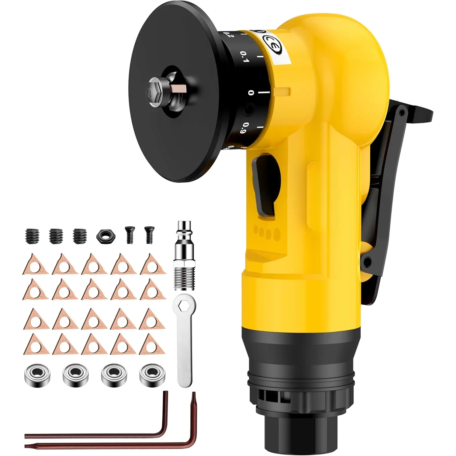 Air Chamfer Tool - Mini Pneumatic Chamfering Machine, 30000 RPM Pneumatic Chamfering Tool, 45  Air Beveling Machine with 1/4 Inch Air Inlet for Metal, ,  Deburring