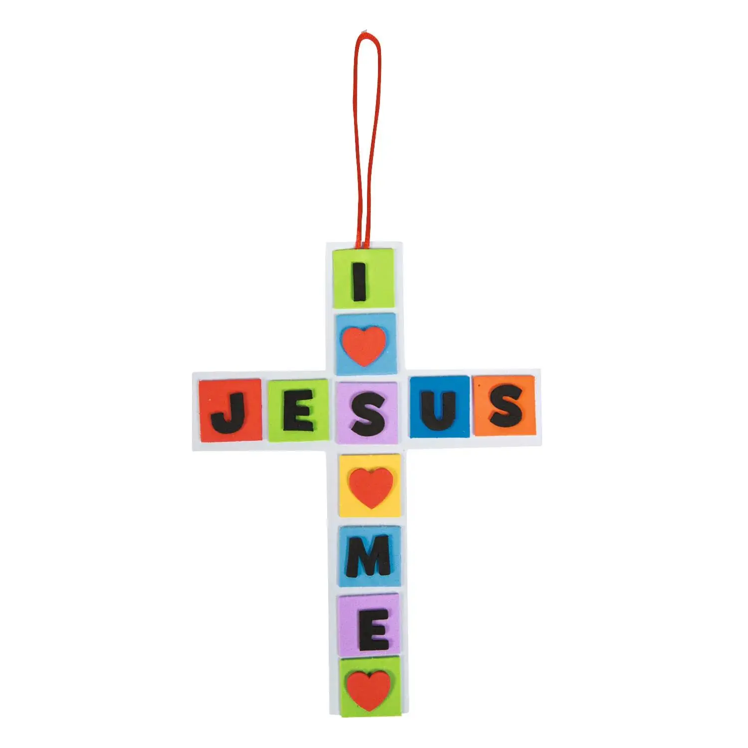 I Love Jesus, Jesus Loves Me Cross Foam Craft Kit - 8 3/4", Makes 12