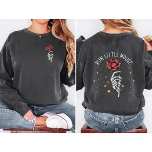 Run Little Mouse Sweatshirt, Haunting Adeline Shirt, Dark Romance Merch, Smut Reader Shirt, Women's Book Lover Gift, Rose Skeleton Comfort Color Shirt