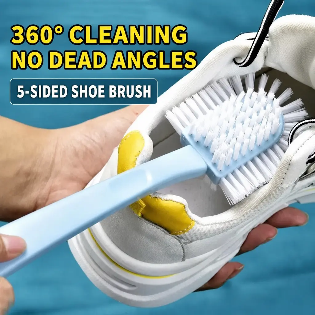 5-Sided Shoe Brush, 360° No Dead Angle Sneaker Cleaning Brush, Soft Bristles Shoe Scrubber for Sneakers, Boots & Footwear