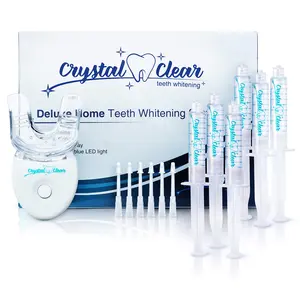 Teeth Whitening Kit - USA Dentists Recommended, Crystal Clear Teeth Whitening Kit, Professional LED Light, (6X) 5ml Gel Syringes and Tray (Original)