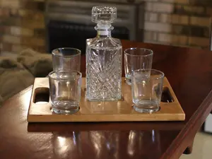 Handmade Cherry Whiskey Decanter Tray: Home Bar Accessory