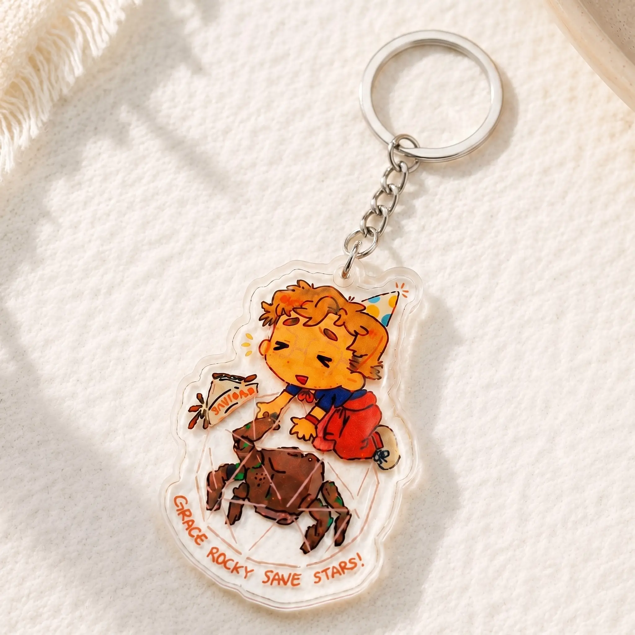 Project Hail Mary Grace Rocky Acrylic Keychain, Sci Fi Reader Bag Accessory