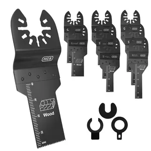 Oscillating   - 9 count  HCS Narrow Width Multitool  Set, 3 Sizes (3/8" x1-1/2, 3/8"x2", 3/4" x1-1/2) for Precision  in  and Plastic, Universal Quick Release