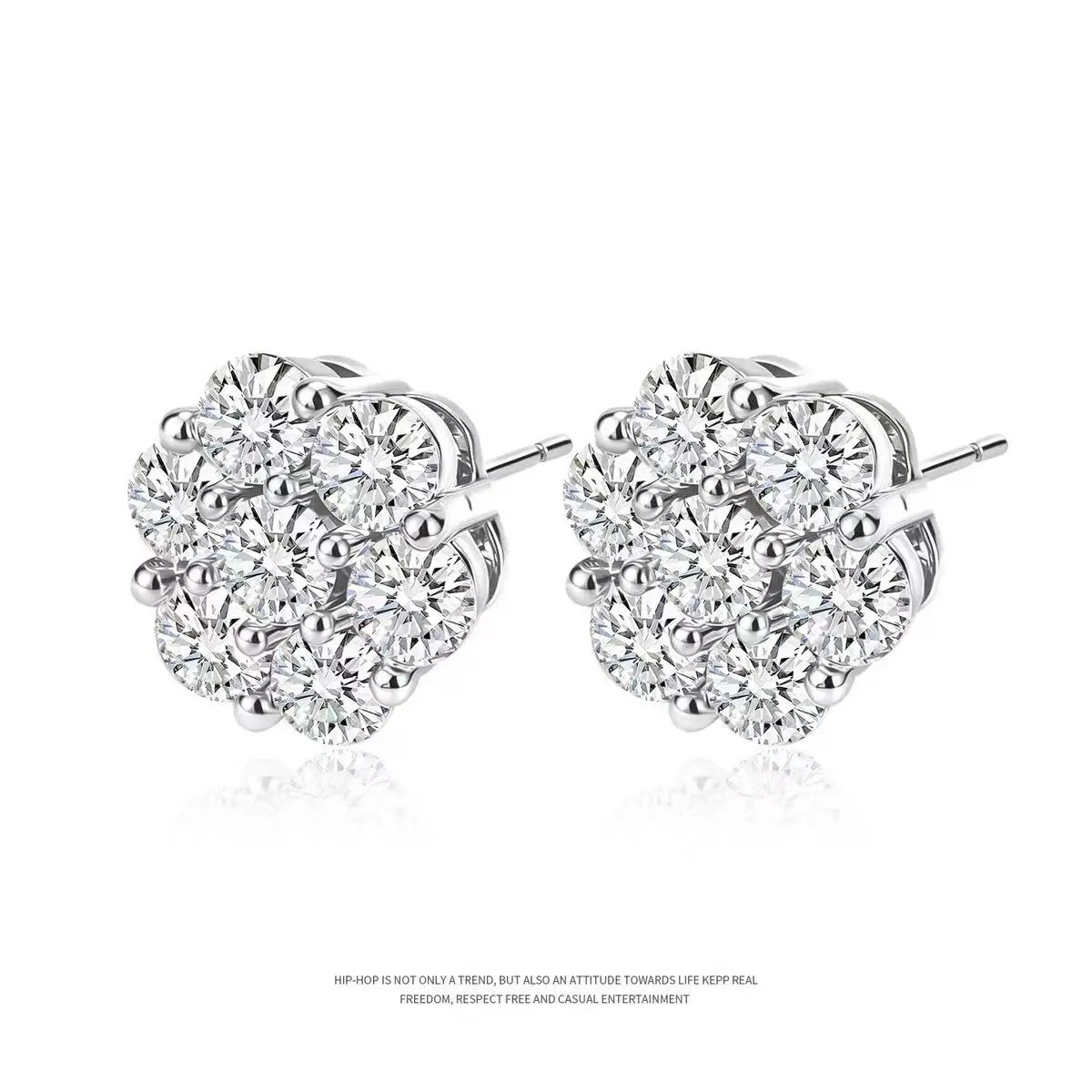 Iced VVS Moissanite Cluster Earrings S925 Sterling Silver Hypoallergenic For Men Women