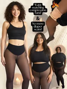 NEW COMPRESSION BAND & ONE SEAM OPTION! THE ORIGINAL MAGIC FLEECE LINED LEGGINGS - XXS TO 3XL - 4 SHADES - CLOSED FOOT - Fleece Tights Available in Plus Size and Light to Brown Fur Womenswear Basic
