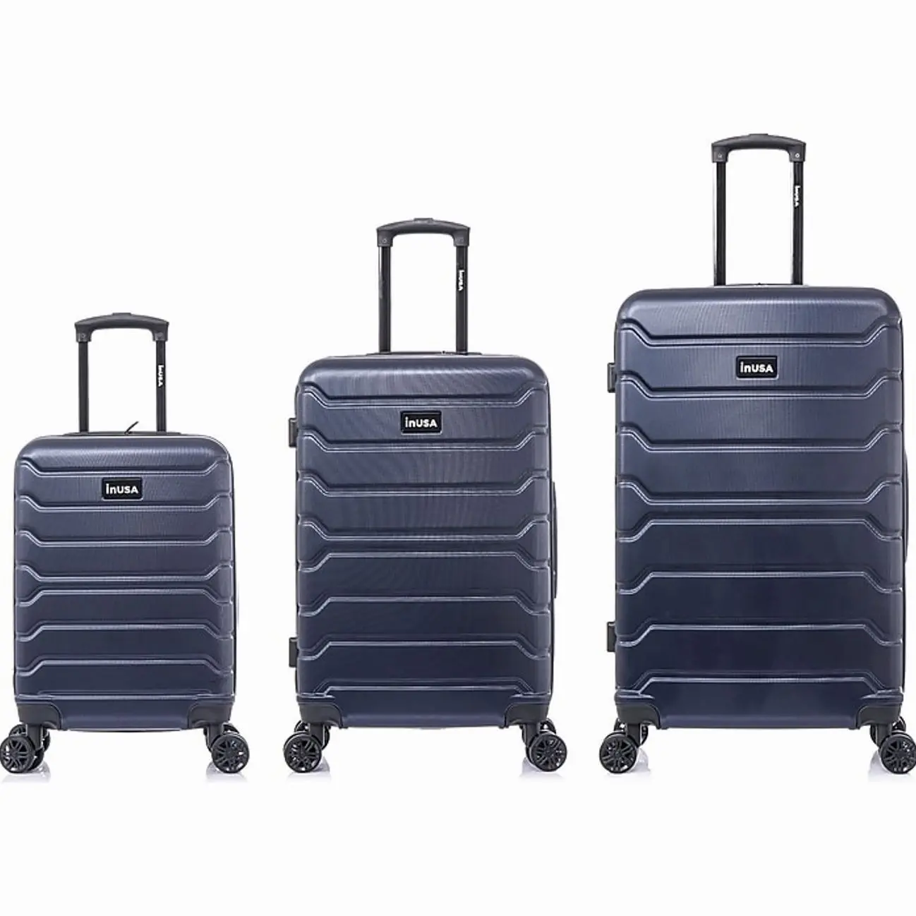 InUSA Trend 3-Piece Hardside Spinner Luggage Set, TSA Checkpoint Friendly, Blue (IUTRESML-BLU)
