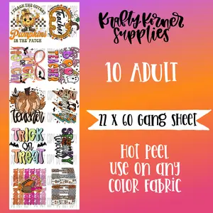 Fall Teacher DTF Transfer Gang Sheet, 22 x 60