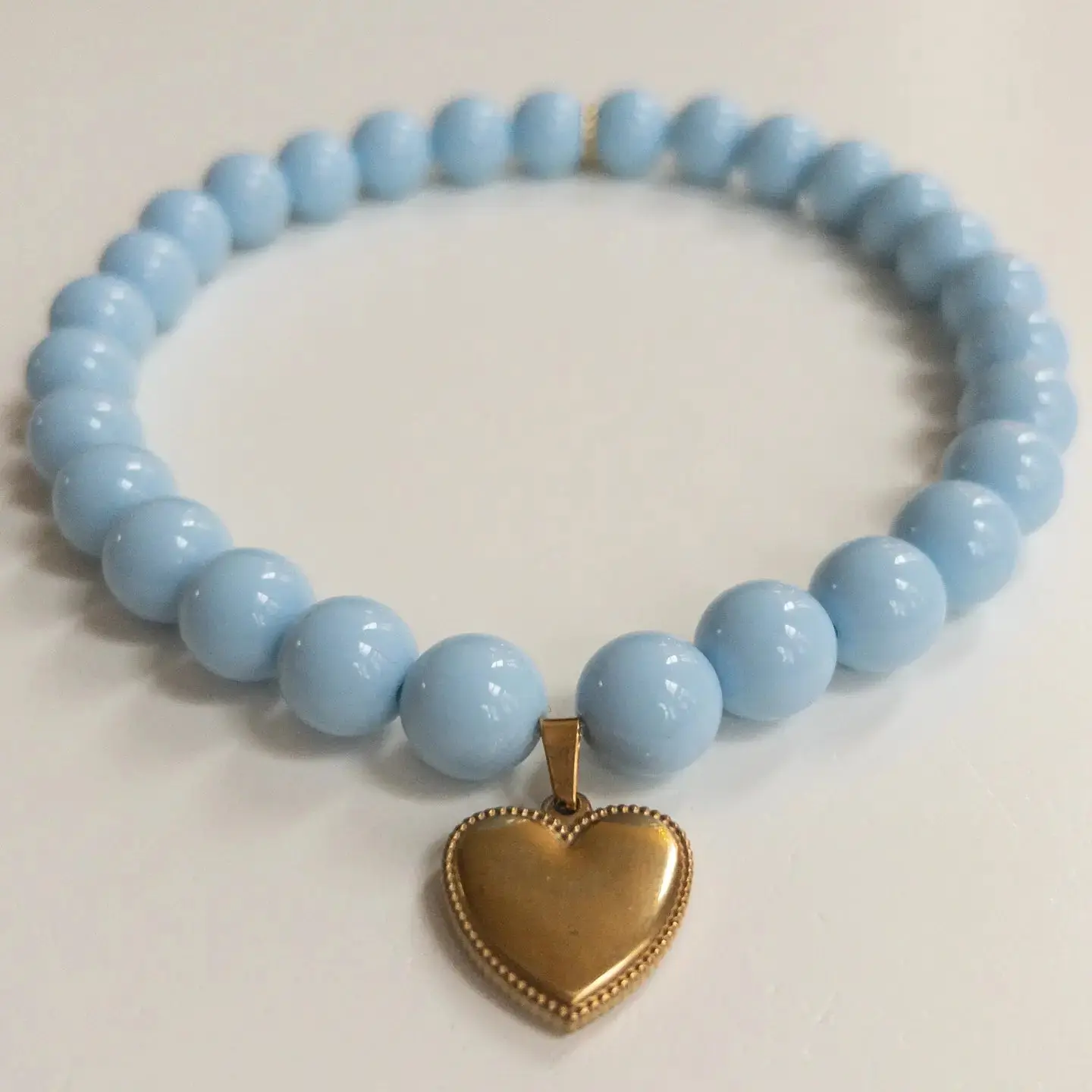 Skinny Pearl Dog Necklace - Pretty Blue