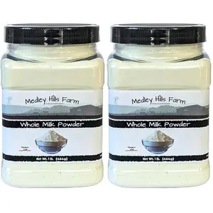 Whole milk powder By Medley Hills Farm in Reusable Container 1 lb. - Great dry milk powder for baking - Product of USA (Pack of 2)