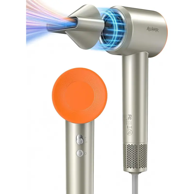 All4HA1R Ionic Hair Dryer High Speed Blow Dryer Fast Dry High-Power 110,000 RPM, 4 Heat Settings Low Noise Lightweight with Concentrator Nozzle for Home Travel Women & Men Multi Styler Dryer