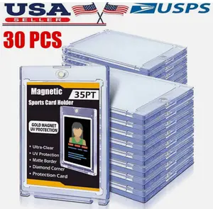 30Pack Magnetic Trading Sports Card Holders 35pt One-Touch Hard UV Protection