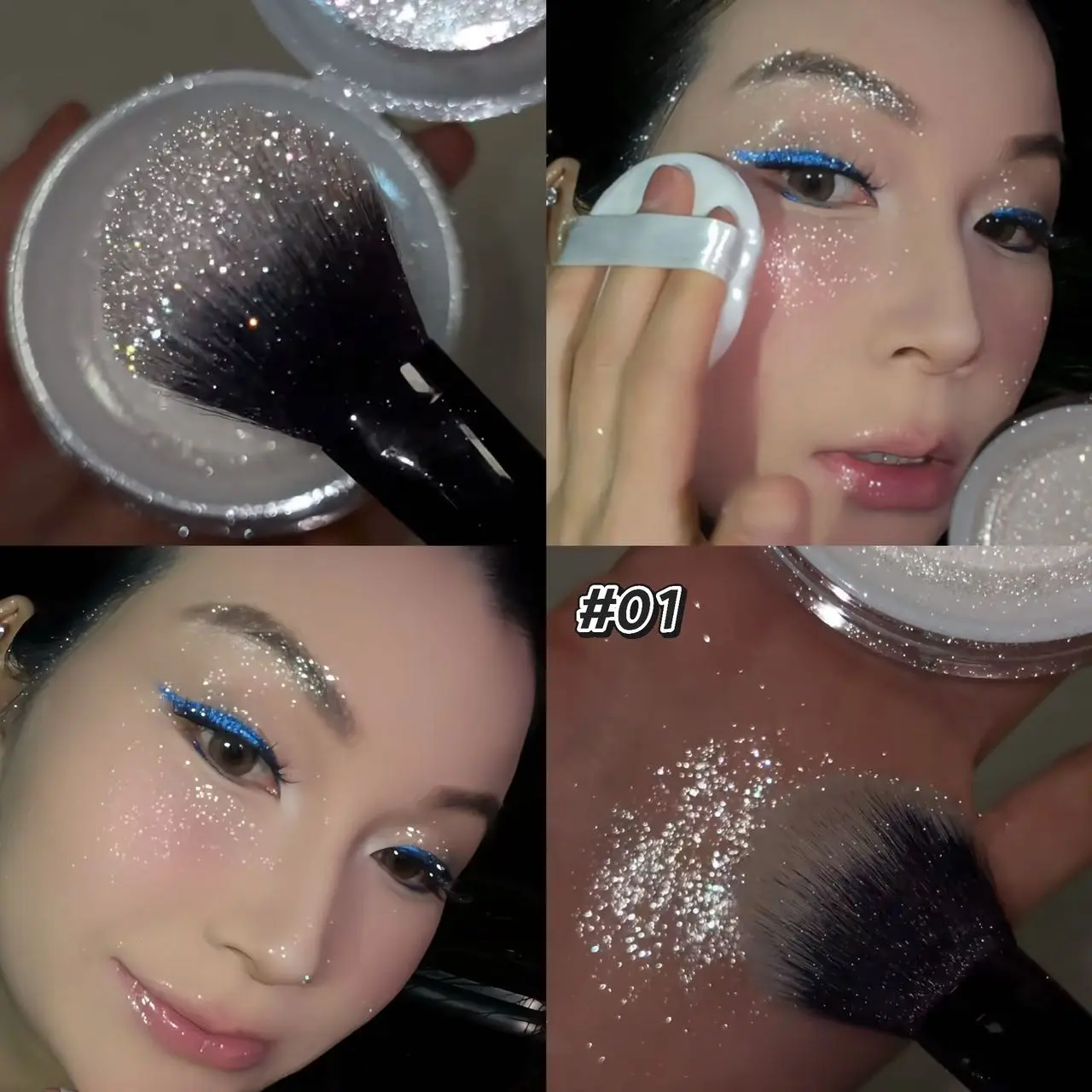 Premium pearlescent loose powder with ultra-fine, silky texture. Delicate shimmer Glitter creates a radiant, dewy complexion. Long-lasting shine absorption. Beginner-friendly and suitable for all skin types, Finishing Makeup Powder Beauty Makeup Products