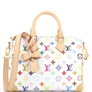 Pre-owned Louis Vuitton Canvas Coated Top Handle Bags x Takashi Murakami Speedy Soft Bandouliere Bag Monogram Multicolor 25 by Rebag