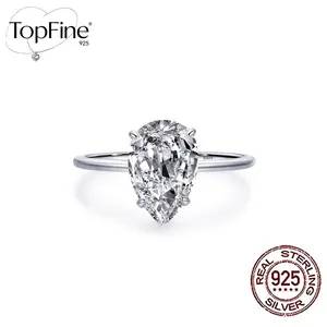 925 pure Silvery 2.41-2.60g classic 1pc sparkling white water drop cut synthetic Zirconia inlay 4-prong low-allergy bride decoration wedding engagement promise ring suitable for banquets, parties, festive occasions, anniversaries