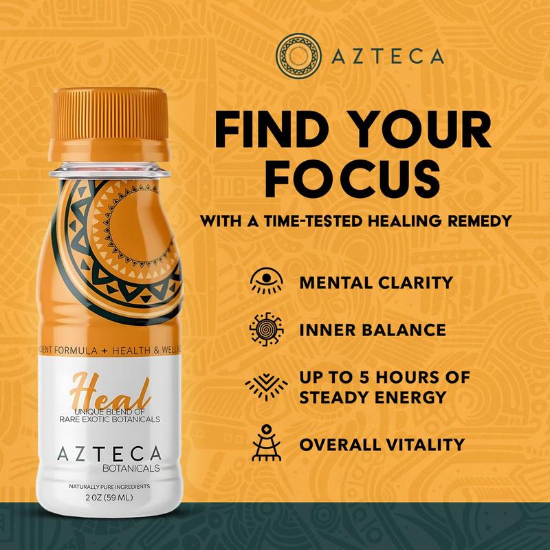 Azteca Health Organic Energy Shots - Wellness Shots, Natural Energy Shots, Health Shots, Vitamin Boost for Focus, Strength and Energy, Organic Energy Drink Made in the USA - Lemon Flavor 12pack 2Fl oz