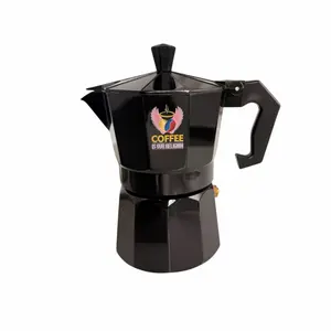 Premium Black Moka Pot Espresso Maker with Reusable Filters for Rich Coffee at Home