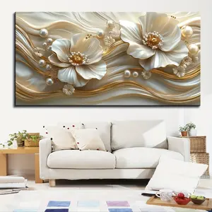 1pc Modern Abstract Pearl Magnolia Flower Wall Art Canvas Painting For Bedroom Modern, 1.5 Inch Thick Pine Solid Wood Frame Decor Poster Print Artwork
