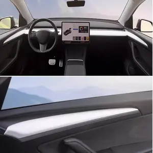 YOKOOHITECH Matte White Dashboard Cover and Front Door Cover for Tesla Model 3 (2021-2023)