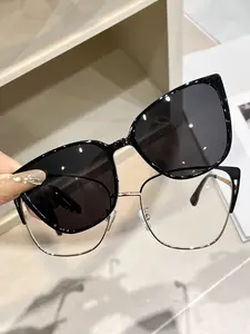 New Vintage Metal Clip-On Eyeglasses Frame, Magnetic Design, Includes Lenses, Suitable for Men and Women, Fashionable Durable Glasses Accessories