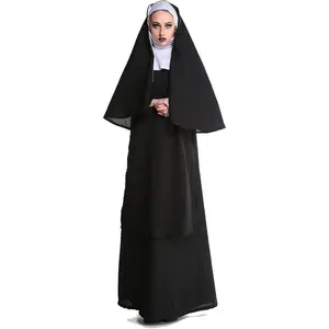 Women's Traditional Nun Outfit Dress Halloween Cosplay Olive Scrubs Minimalist Fitted Costume for Comfortable and Fitting Experience