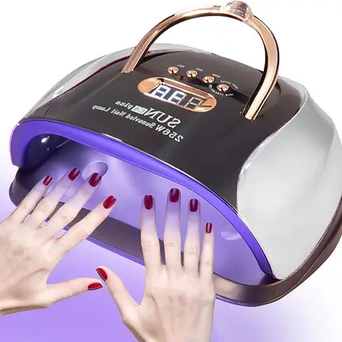 2026 New Handle UV LED Nail Lamp - 256W Nail Drying Tool with 4 Timer Settings, Intelligent Temperature Control, Motion Sensor, 30 Lamp Beads, Removable Magnetic Mirror Base, Plug-in for Gel Polish (Salon & Home Use)