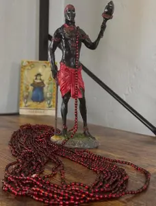 Eleguas Eleke Beaded Necklace with Red Cord - Spiritual Tool for Connecting with Eleggua and Orishas in Yoruba Religion