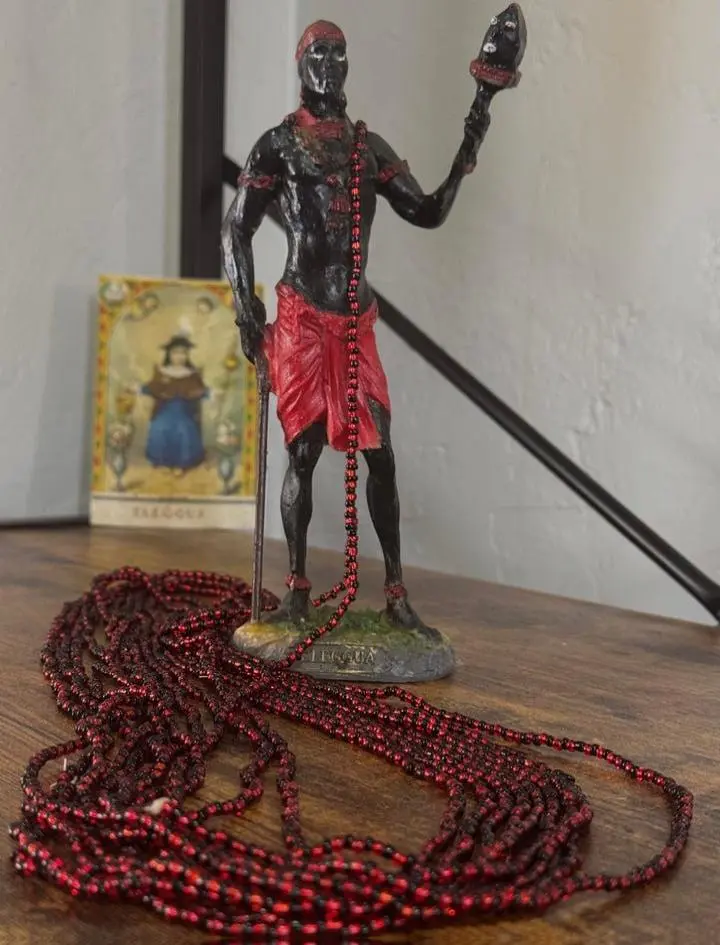 Eleguas Eleke Beaded Necklace with Red Cord - Spiritual Tool for Connecting with Eleggua and Orishas in Yoruba Religion