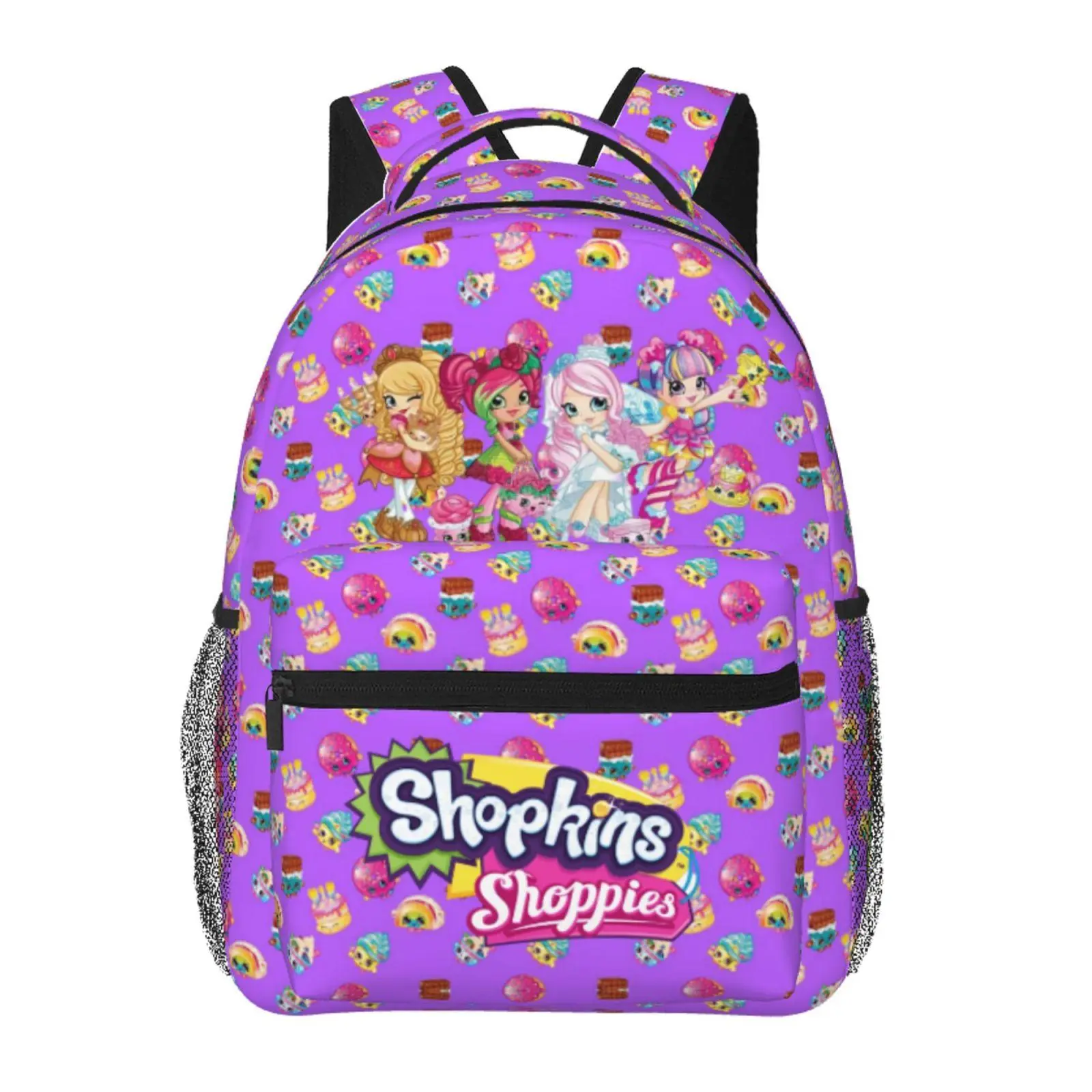 Shopkins Casual Backpack Shopkins cartoon Student Bag for Adults Shopkins Shoppies Lightweight Daypack with Adjustable Padded Shoulder Straps & Multiple Storage Pockets, Ideal Back to School Supplies