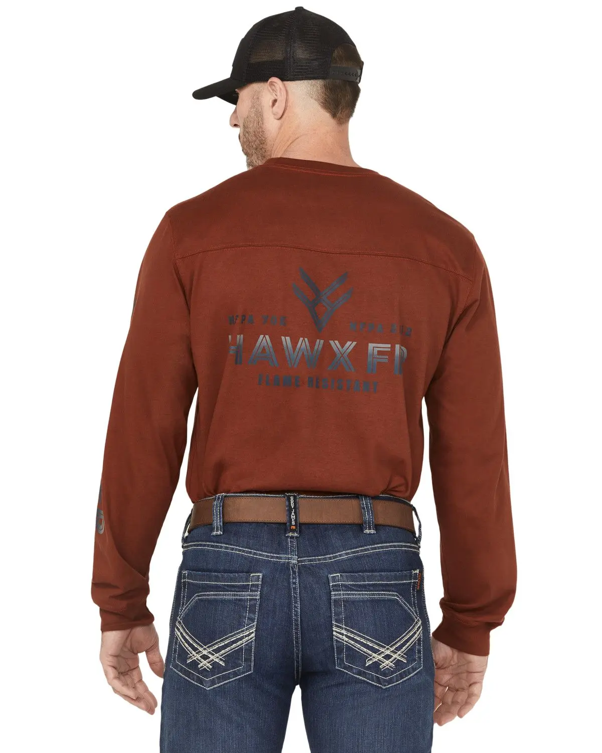 Hawx Men's Men'S Fr Graphic Long Sleeve Work T-Shirt - Hxfrfa25k4-Red