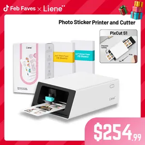 Liene PixCut S1 Photo Sticker Printer & Cutting Machine - All-in-One Sticker Maker Machine for DIY Crafts, Custom, Thermal Dye-Sublimation, 300 DPI Prints, Precise AI Auto-Cutting, AI Design App Support, Valentine's Day Gift