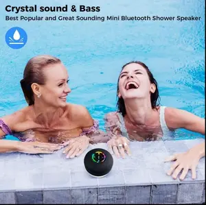 Mini Bluetooth Shower Speaker with LED Light Portable IPX4 Waterproof Hands-Free Speakerphone Rechargeable Micro USB Wireless Stereo for Beach Shower Home