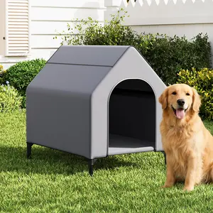 Dog House Outdoor Weatherproof 600D Oxford Canopy, 2 Top Windows, Breathable Mesh Fabric Bed, Dog Tents Shelter Kennel, Medium Dog House for Outdoor Indoor