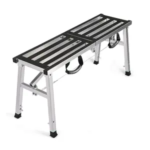 Folding Work Platform Height Adjustment 19-27"(H), Maximum load capacity 400 lbs, Portable Steel Step Ladder Stool, Perfect for RV Cleaning, Home Painting and Reaching High Places