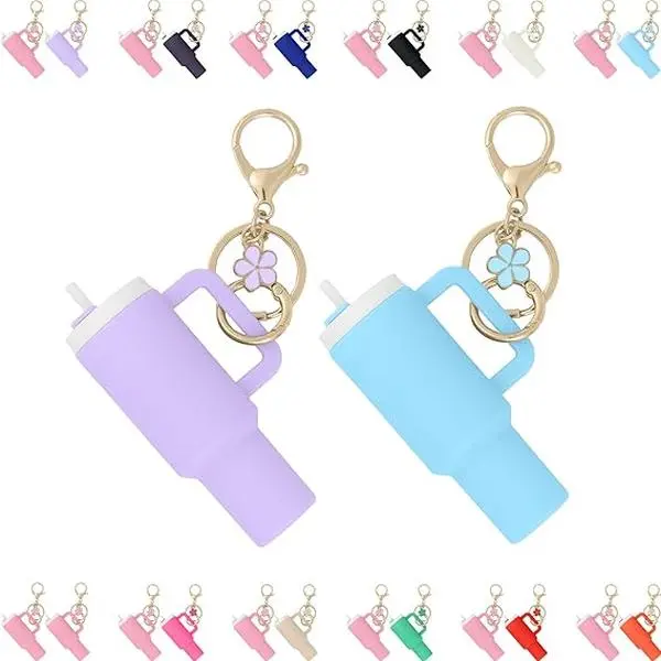 Mini Cup Keychain for BackpacksCreative Lipstick Holder Charm，cute keychain，matching exquisite birthday gift，Mini Tumbler Keychain for Lip Balm，stocking stuffers for girlfriend， portable keychain Pendant，Mother's Day gifts