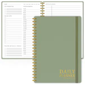 Daily Planner Undated - Simplified  Notebook with Hourly Schedules, Spiral Appointment Organizer, 5.5" x 8.5", Easily Manage Your Tasks and Productivity - Green